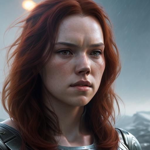 Red-Haired Woman Portrait in Art Nouveau Style