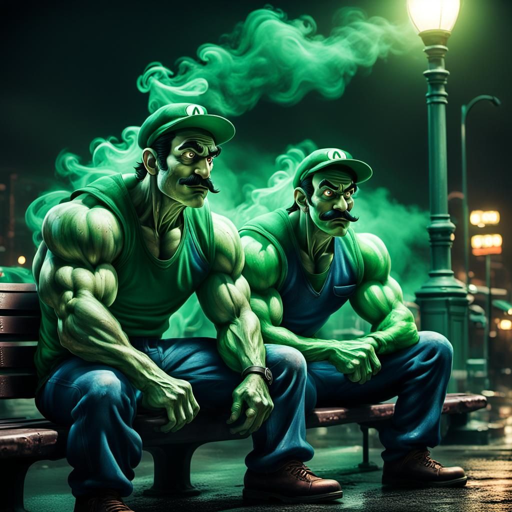 massive huge muscle veiny Mario and Luigi plumber ,