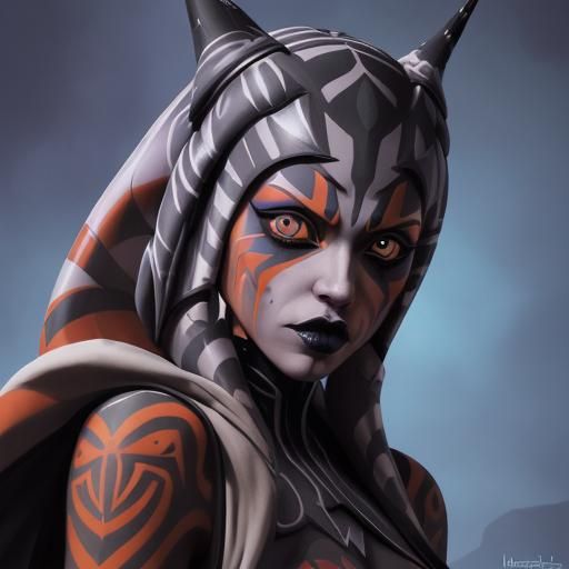 Ahsoka as Goth: Hyperrealistic Concept Art