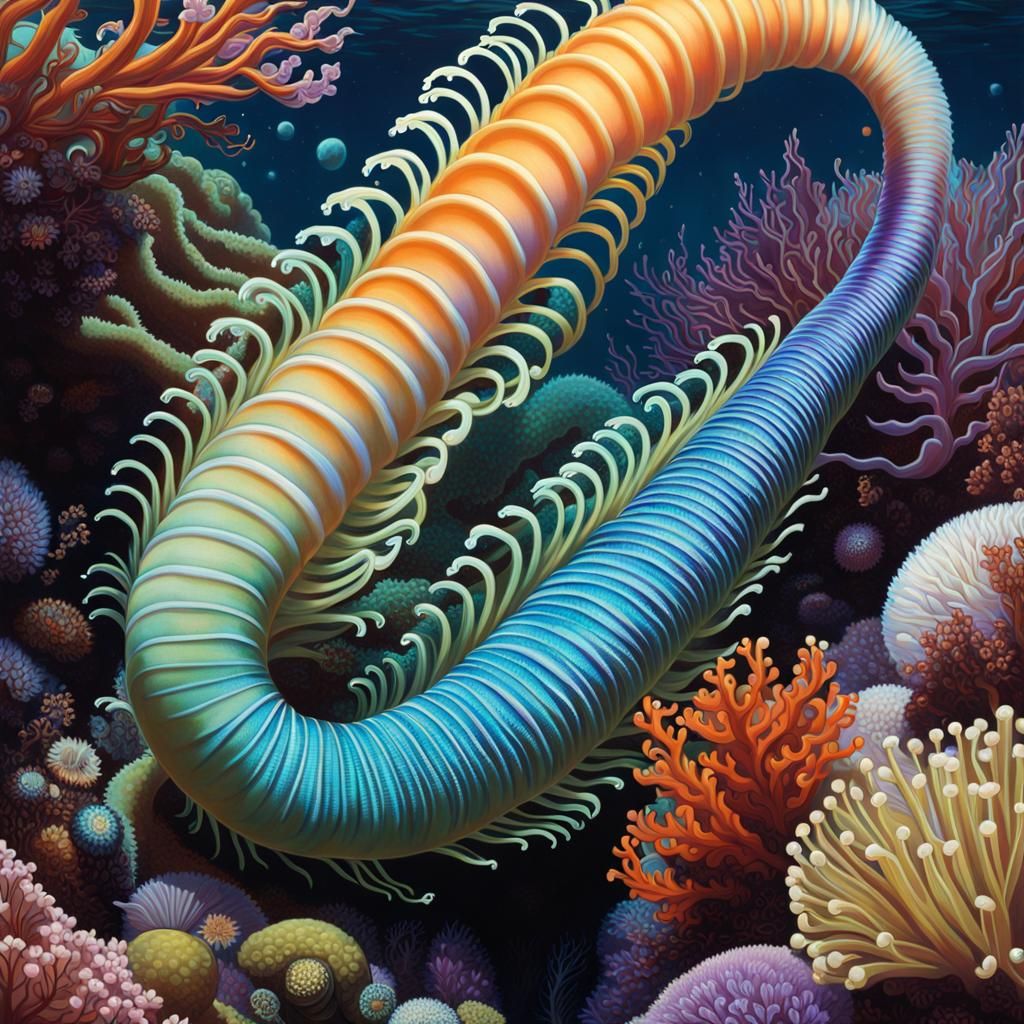 Luminescent Worms with Mermaid Tails in Maximalist Underwate...