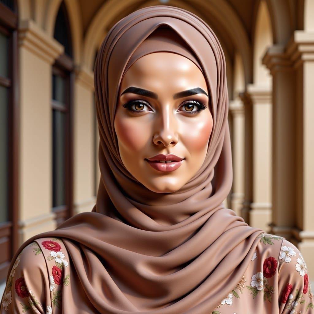 Ethereal Hijabi Woman in Earth Tones