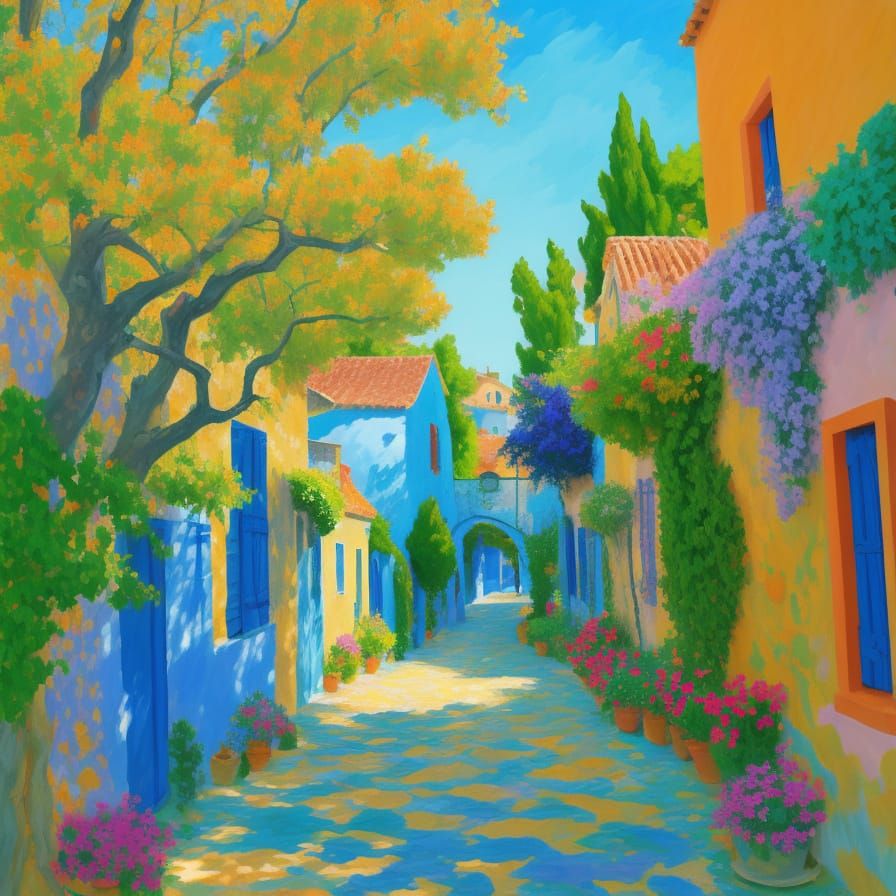 Vibrant Provence Landscape in Fauvist Style