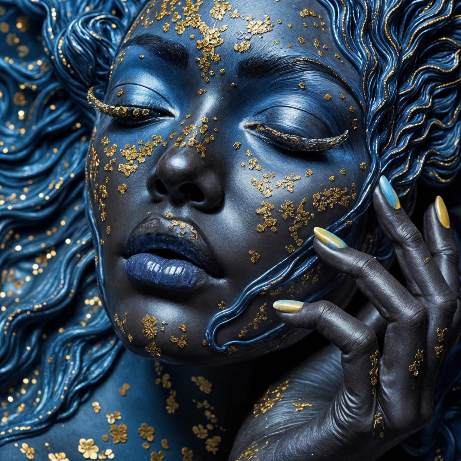 Abstract Lapis Lazuli Fluidity Design