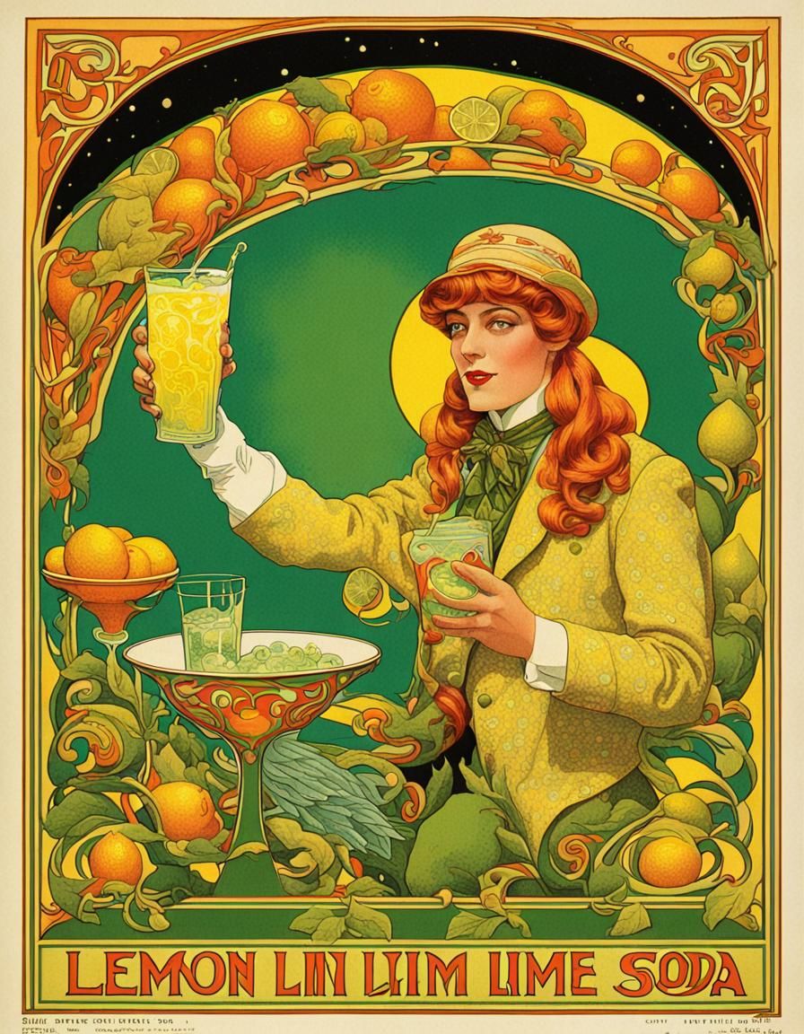 Psychedelic Art Nouveau Soda Advertisement