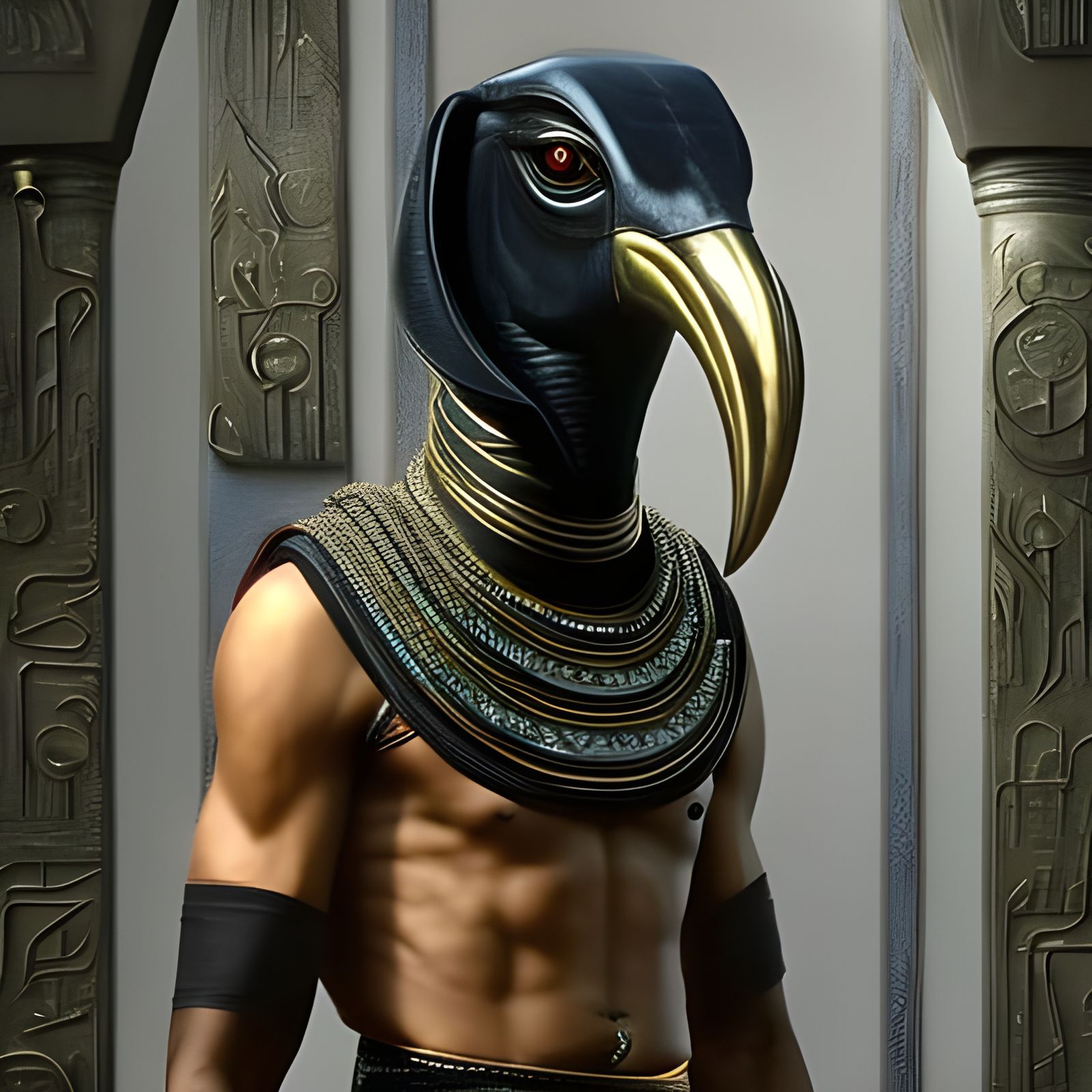 Egyptian God Thoth Portrait with Ibis Head