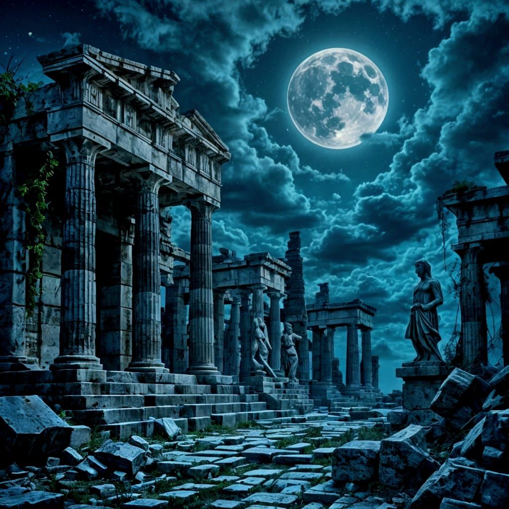 Creepy Abandoned Ancient Greek City Landscape