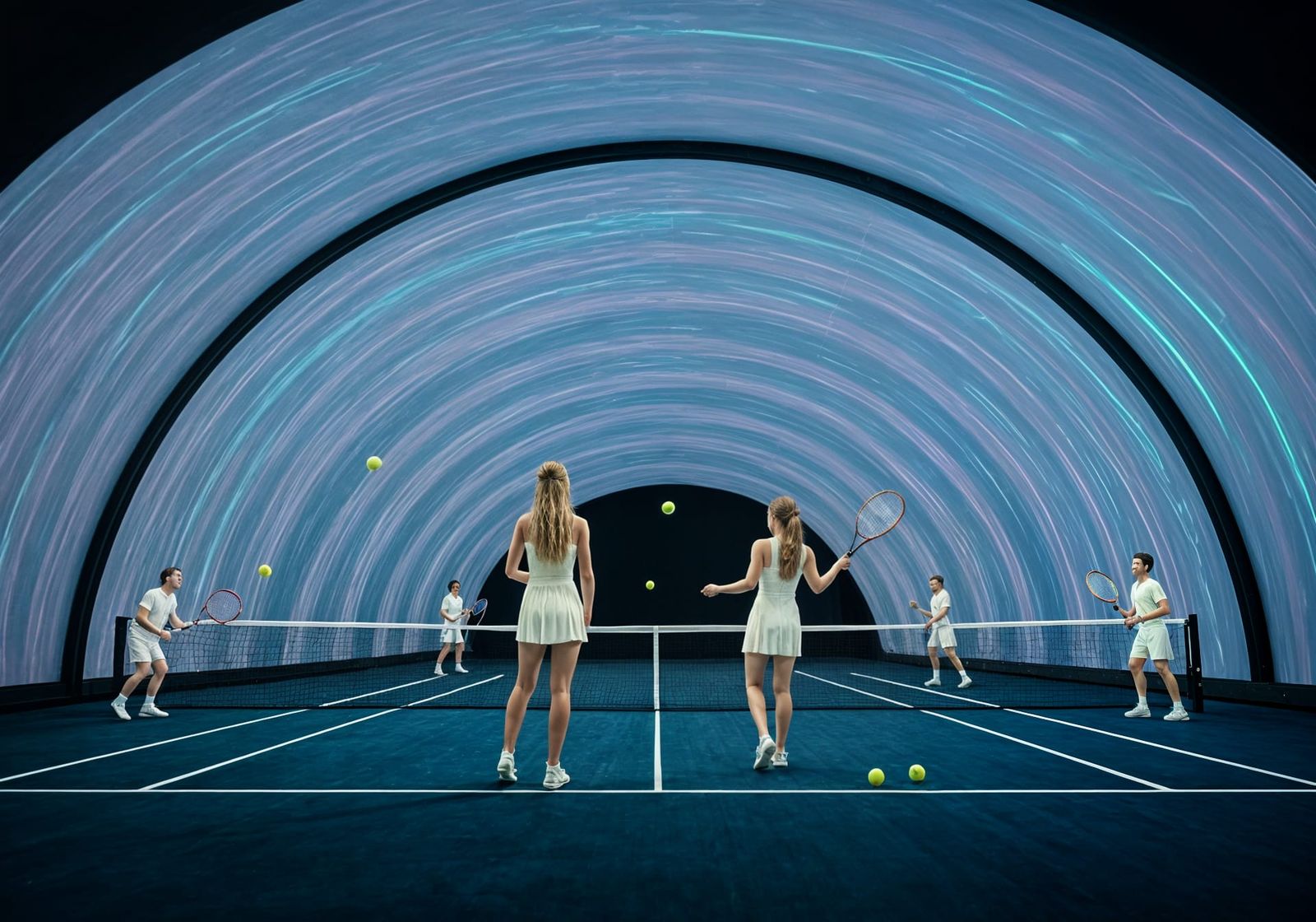 Surreal Wombledon Open: Umbilical Tennis in Painterly Style