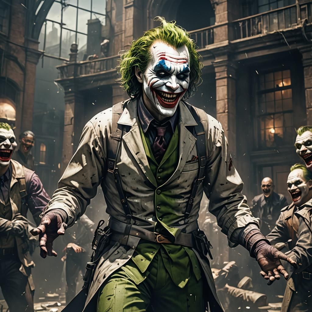 Joker Laughing Madly in Arkham Asylum