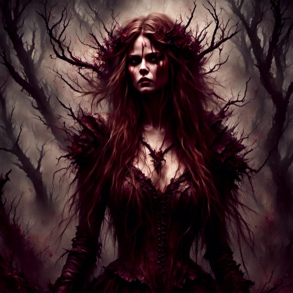 Surreal Rococo-Horrorcore Elf in Dark Forest