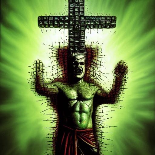 Surreal Dark Fantasy with Neon Green Blood