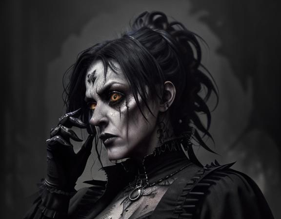 Gothic Zombie in Gritty City, Photorealistic 64K