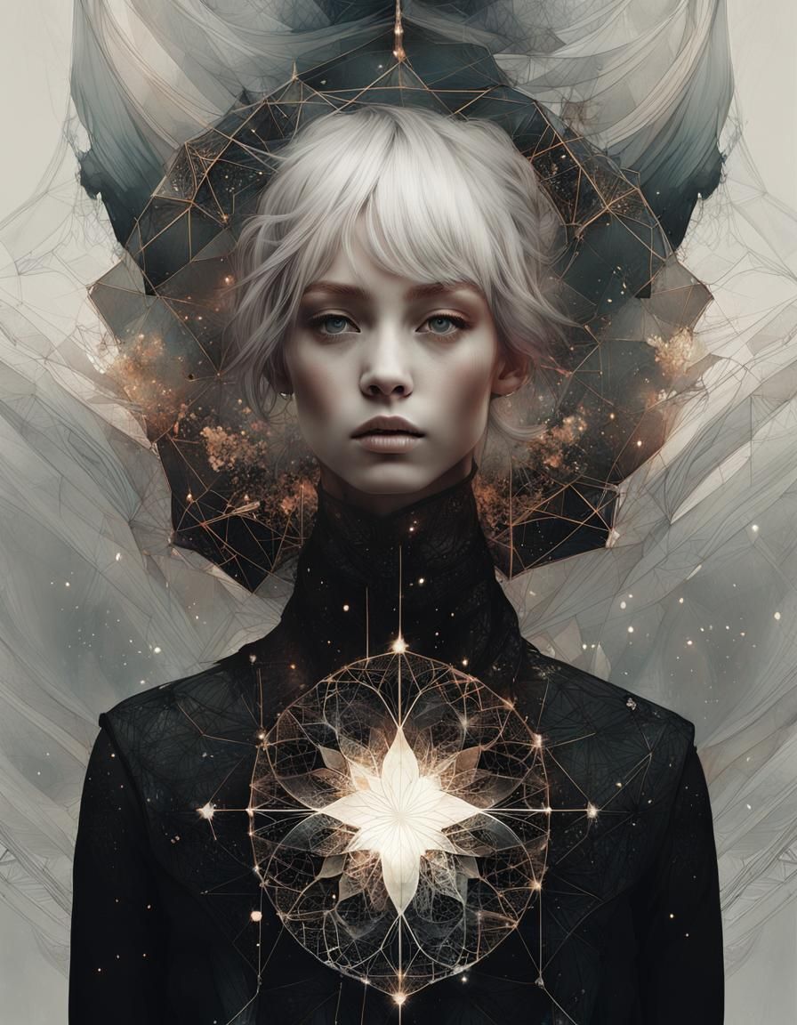 Ghostly Girl Portrait with Spiritual Aura in Digital Art