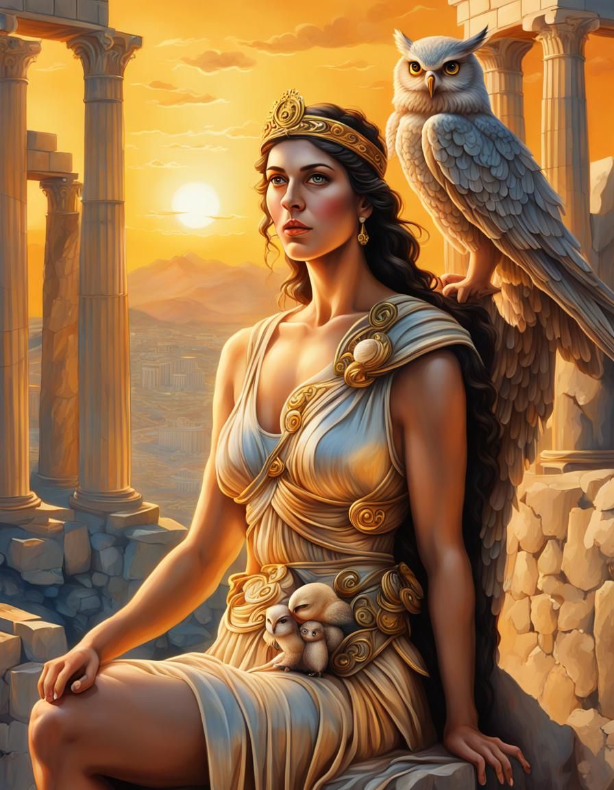 Athena, Goddess of Wisdom, on Acropolis Ruins