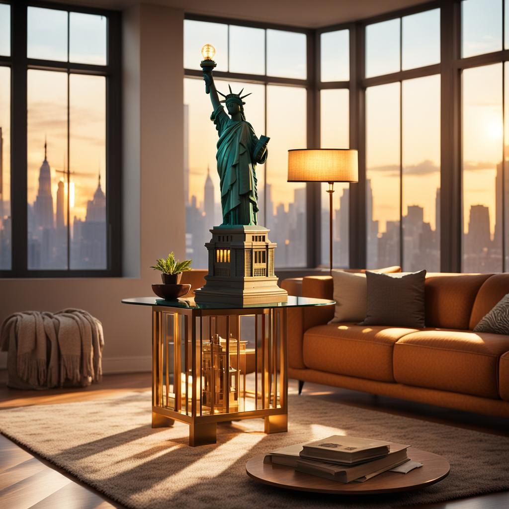 Statue of Liberty Lamp in New York Apartment
