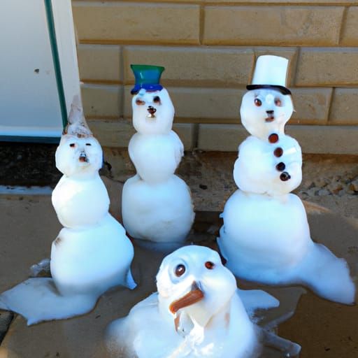 Melting Snowmen: A Whimsical Winter Scene