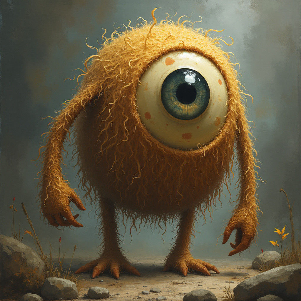 Humorous One-Eyed Hairy Cyclops Giant