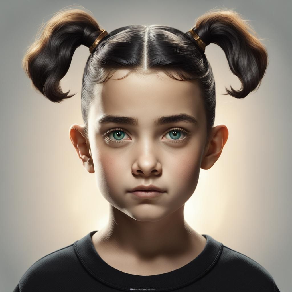 Girl with Dali Eyebrows: Detailed Matte Painting