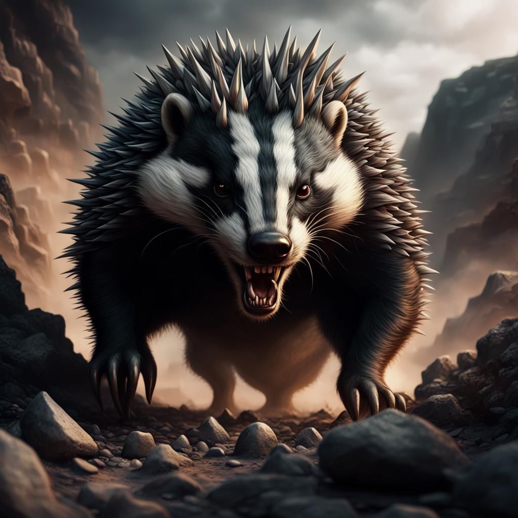 Demonic Dire Badger Digging Underground: Digital Matte Paint...