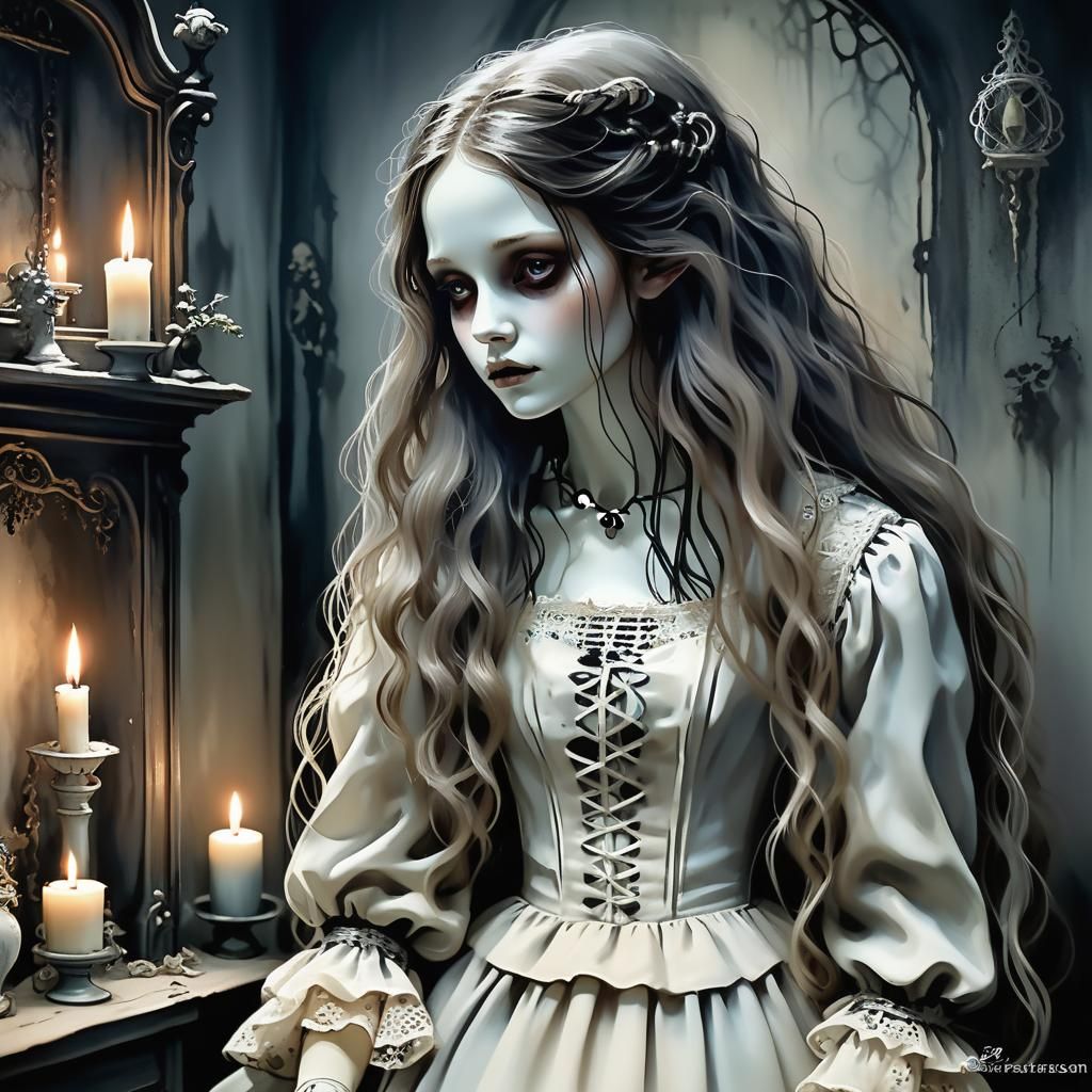 Ethereal Dark Fantasy Portrait in Ink