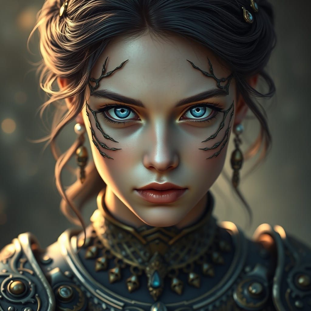 Ethereal Warrior in Art Nouveau Armor