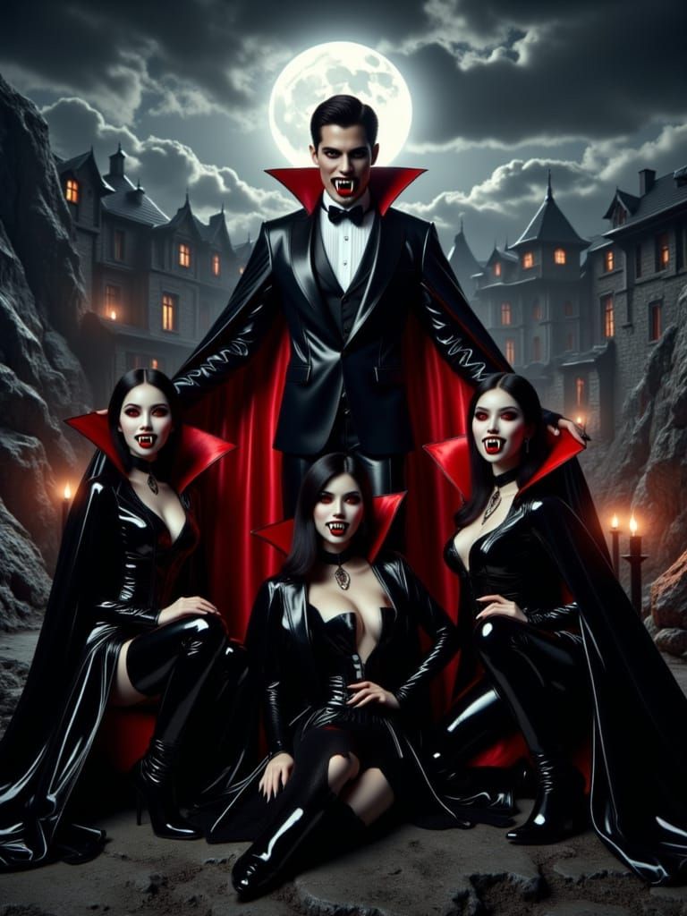 Elegant Vampire Lord and His Three Asian Vampire Brides