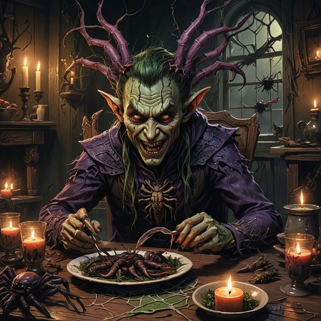 Evil Elf Dinner: A Dark Fantasy Concept Art