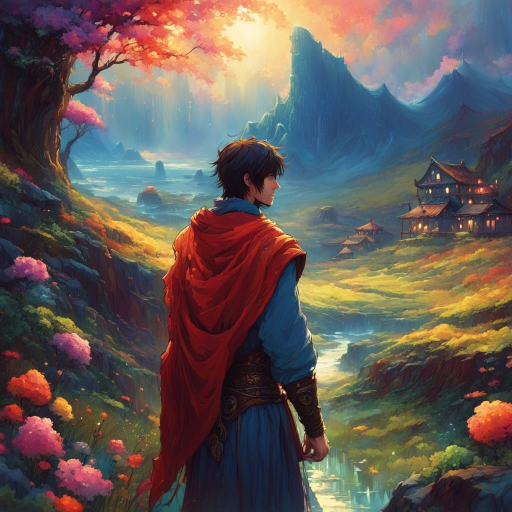 The Wanderer in Sunset Hues