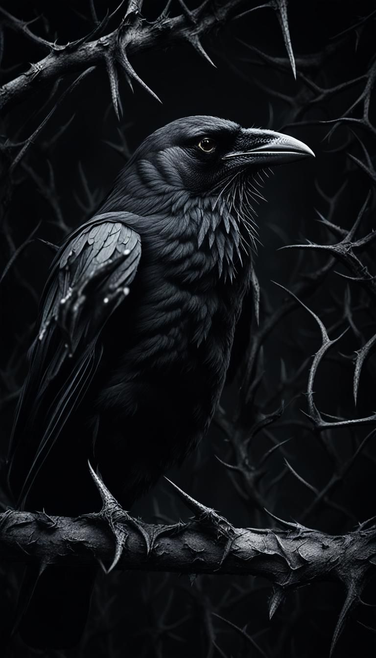 Ominous Crow Portrait in Dark Fantasy Style