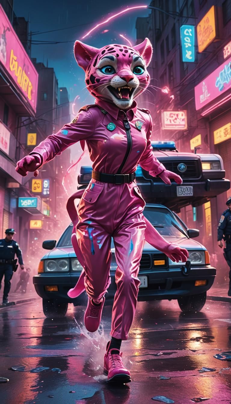 Pink Panther Girl's Surreal Police Chase
