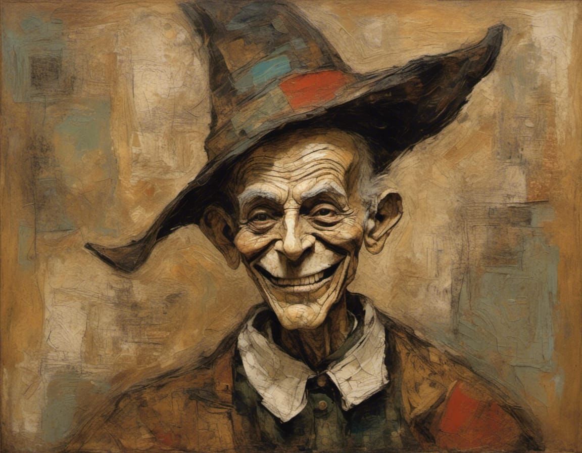 Ominous Harlequin Portrait in Auerbach Style