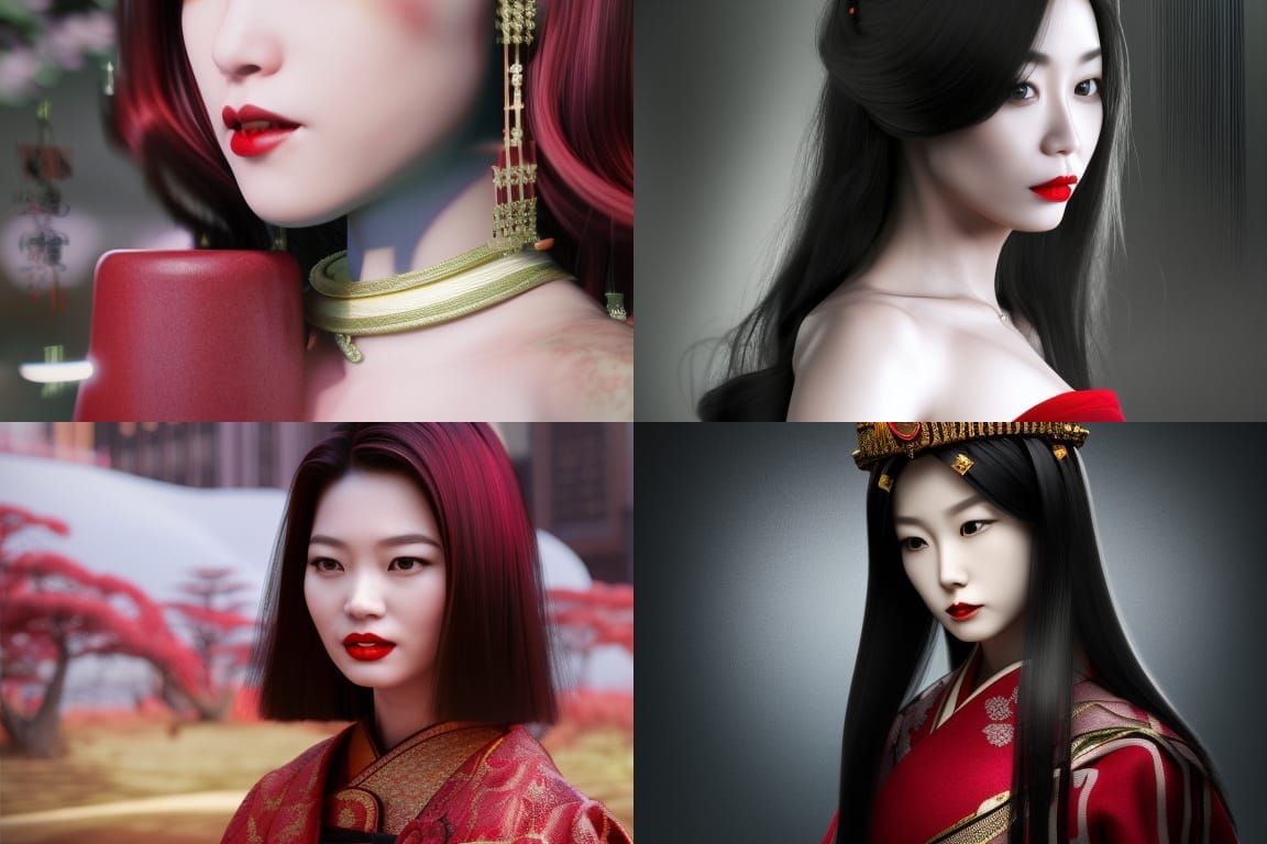 Royal Japanese Woman Portrait in Ultra Realistic Style