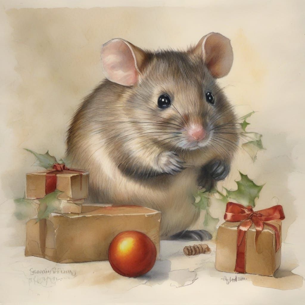 Victorian Christmas Mouse Mailing Letter to Santa