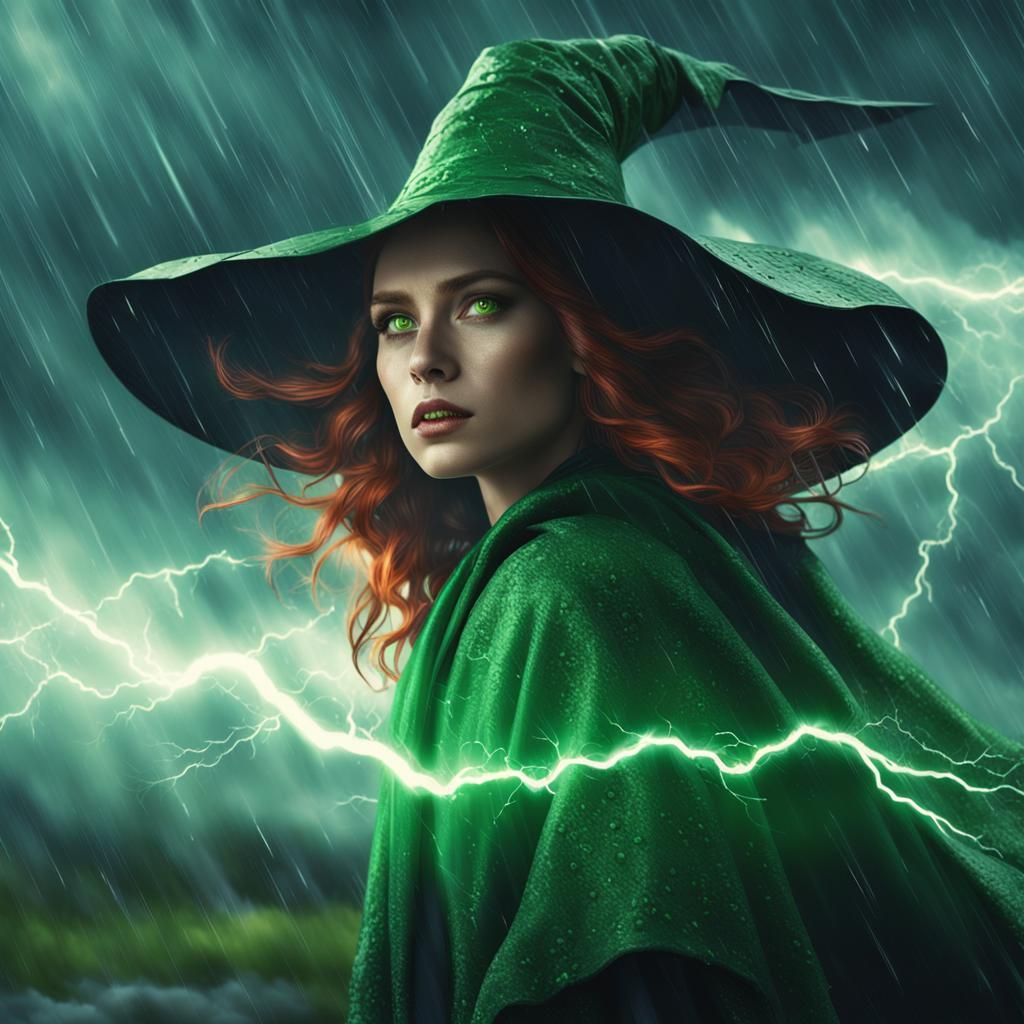 Epic Fantasy Witch in Thunderstorm, 8k