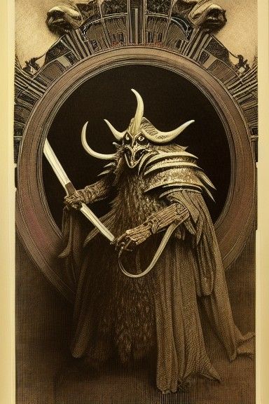 Creepy Wolf Knight Portrait in Horror Style