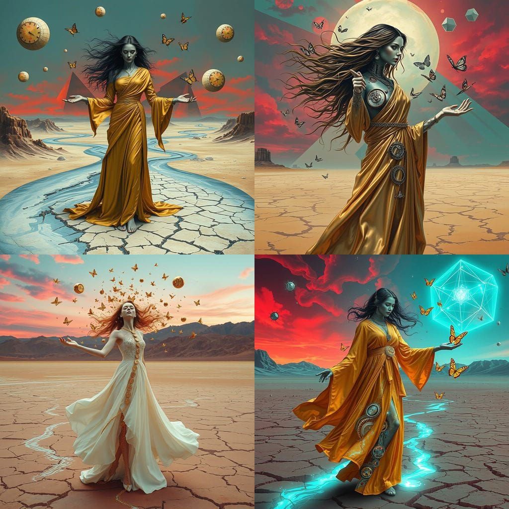 Surreal Woman Melts into Rivers of Time