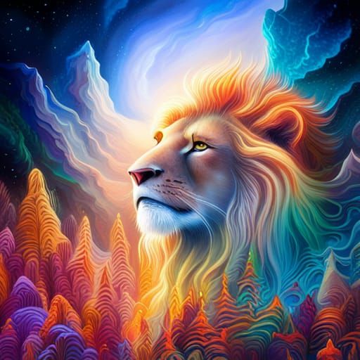Lion King Astral Holographic Illustration