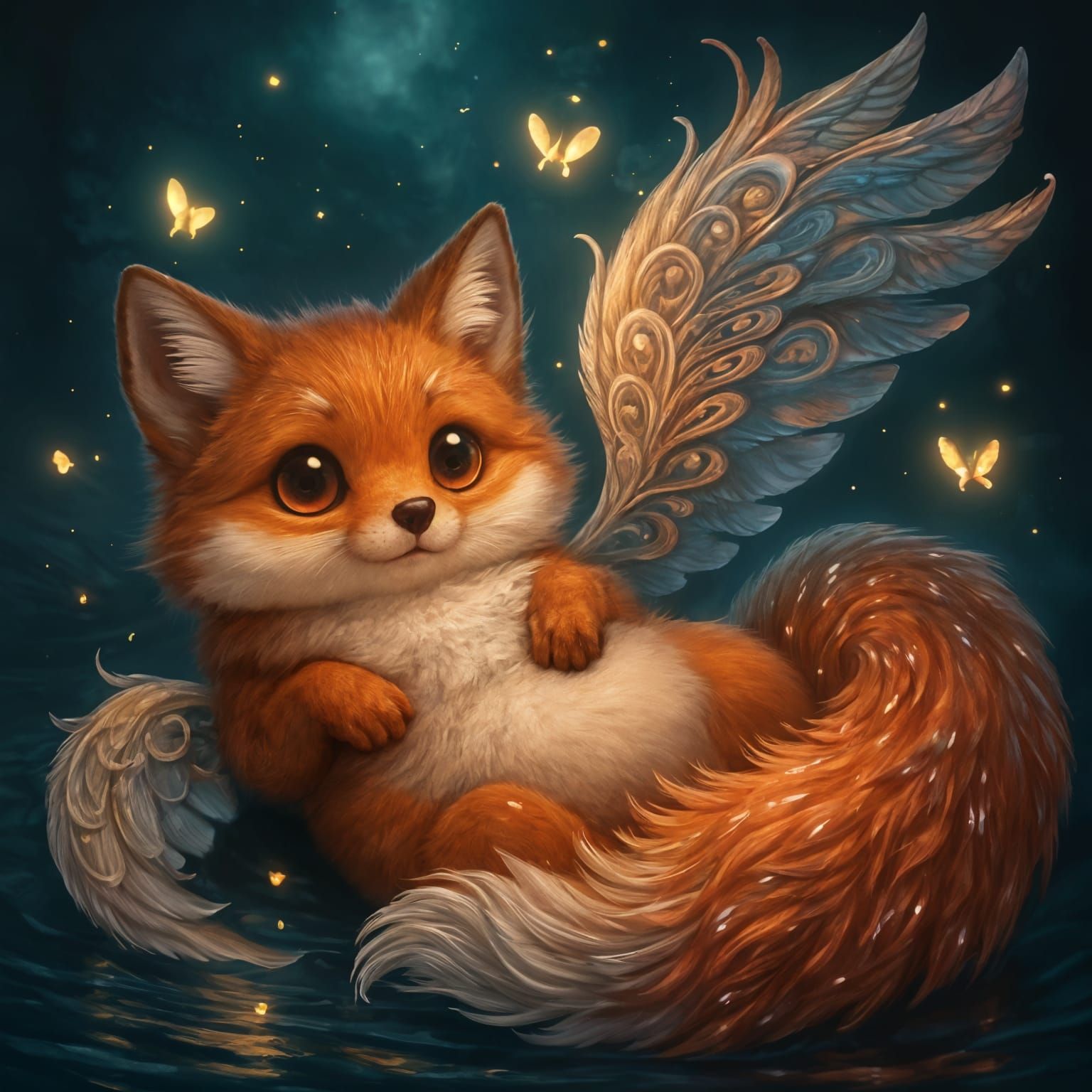 Cute Chubby Fox with Magical Wings