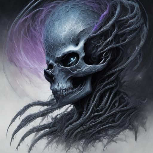 Gothic Skeleton Bat with Glowing Skull