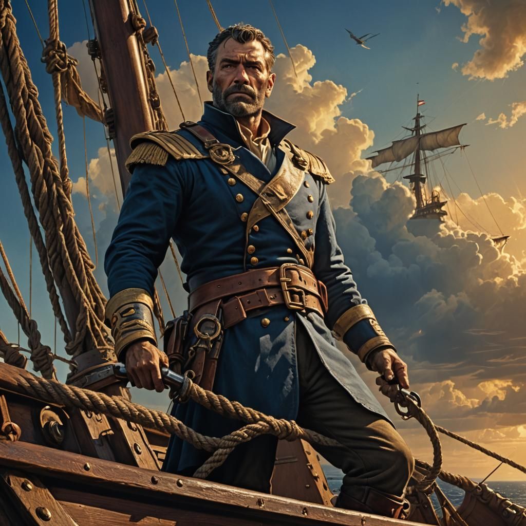 Captain Erith on Deck in Frazetta Style