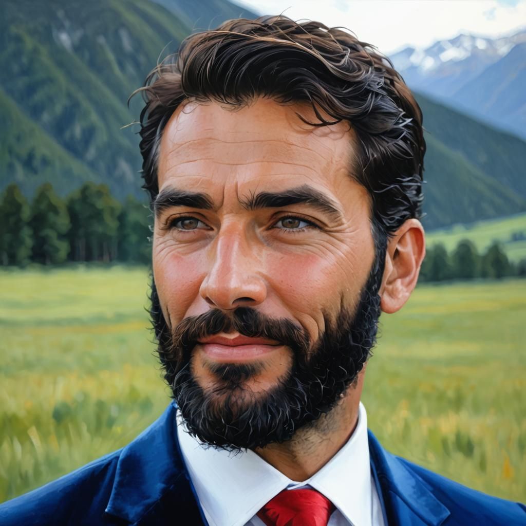 Expressionist Portrait of Man in Velvet Suit