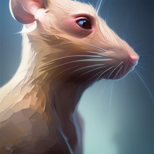 Hyperdetailed Rat Portrait in Triadic Colors