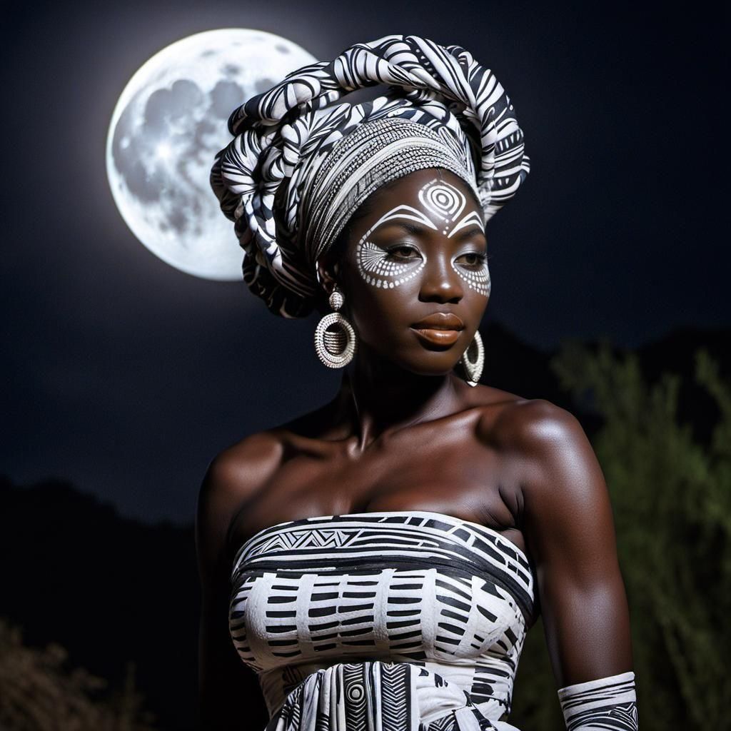 Mawu: Togolese Creator Goddess in Moonlight