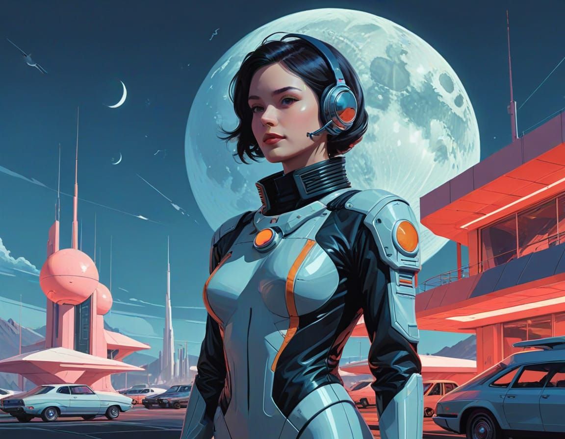 Ethereal Mayor of the Moon in Futuristic Low-Gravity Environ...