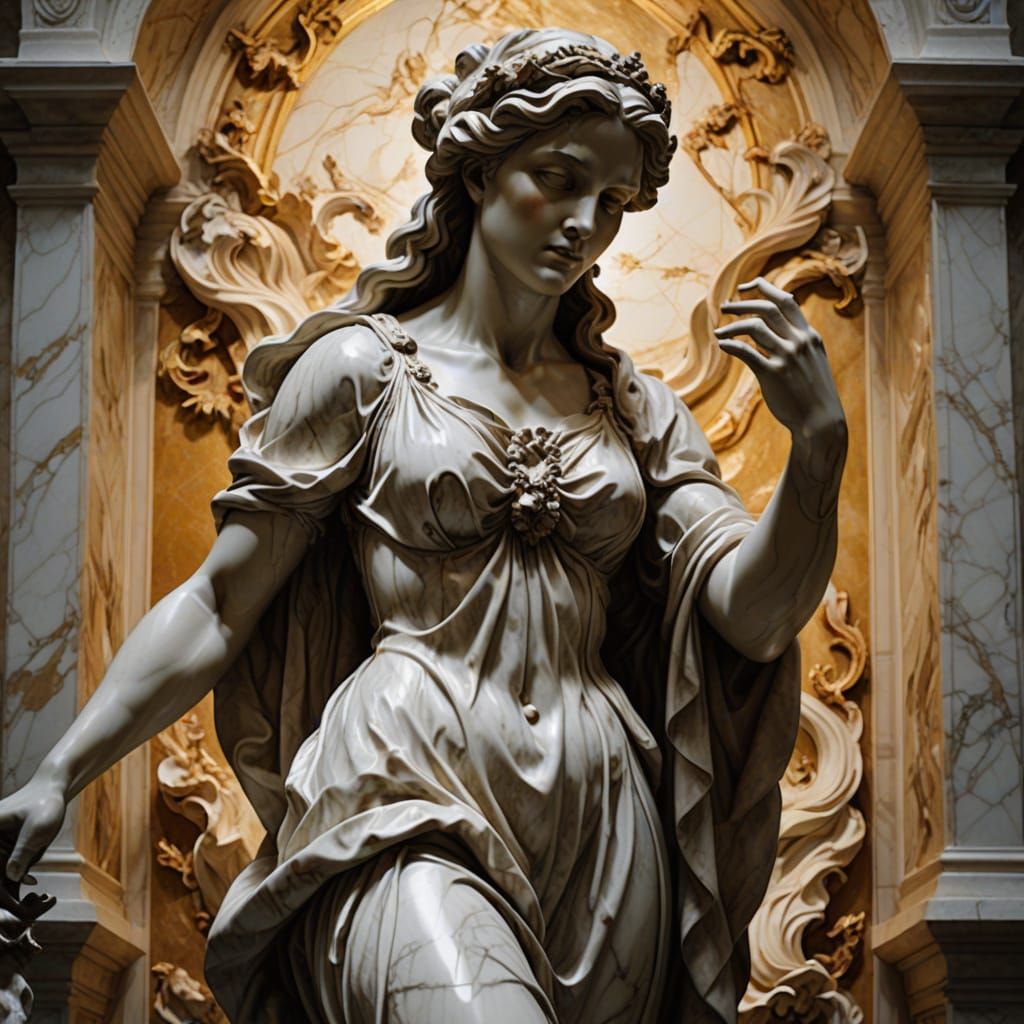 Baroque Marble Sculpture of Lilith Dancing in Eden