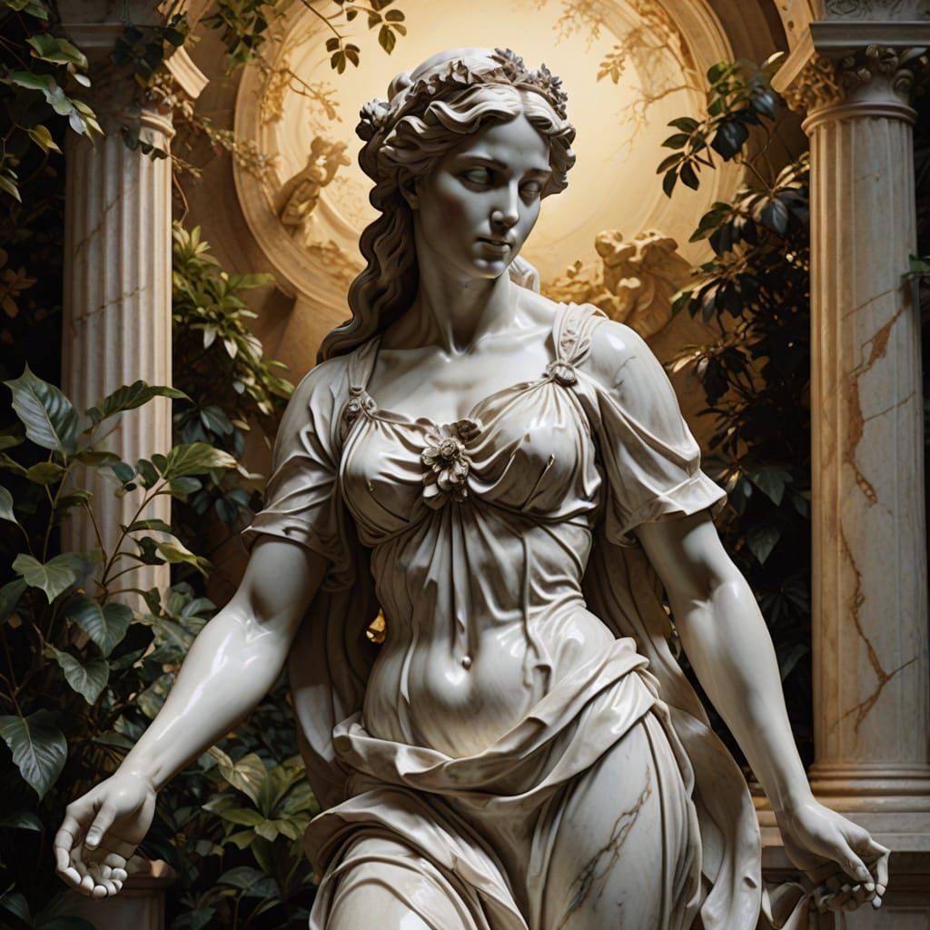 Lilith Sculpture in Baroque Garden, Michelangelo Style