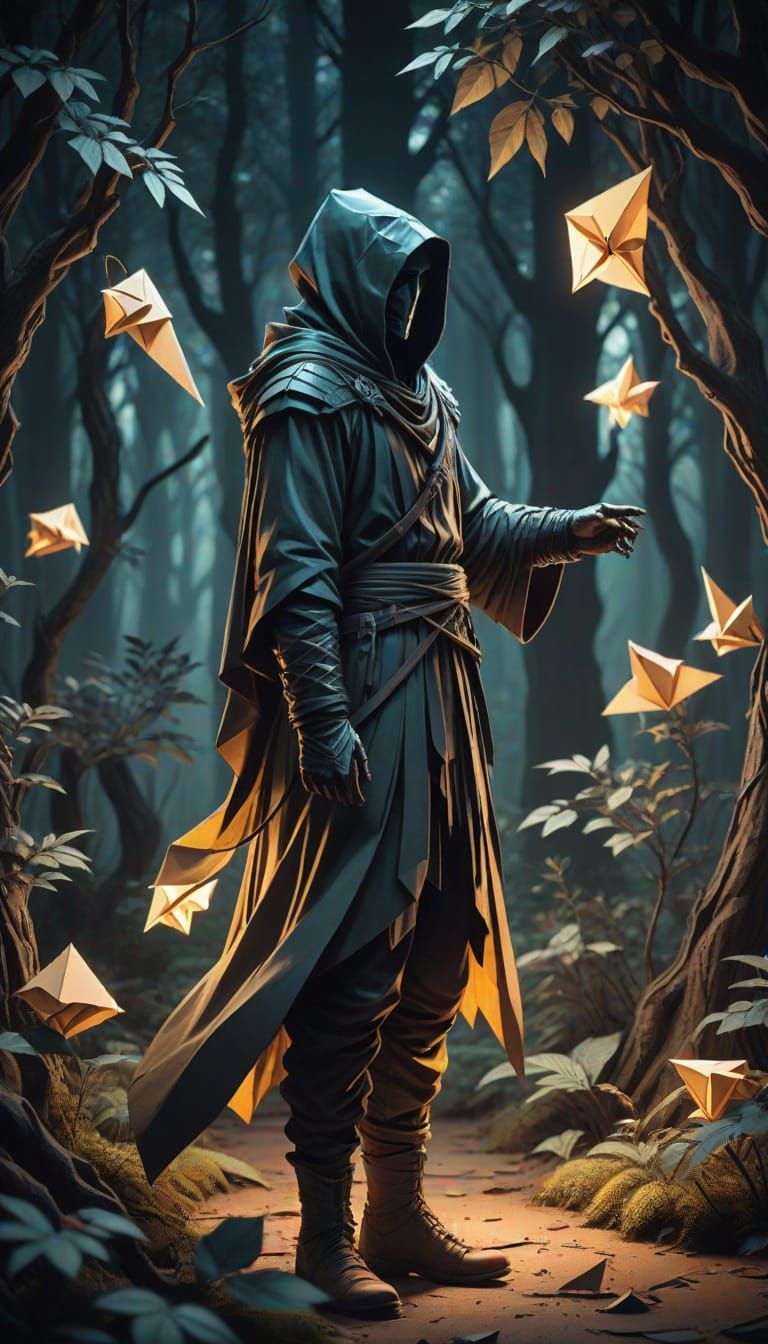 Dark Fantasy Figure in Mysterious Forest, Inspired by Mark B...
