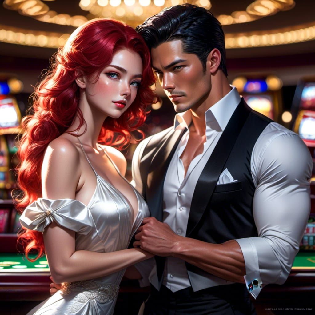 Elegant Couple at Casino: High Resolution Portrait