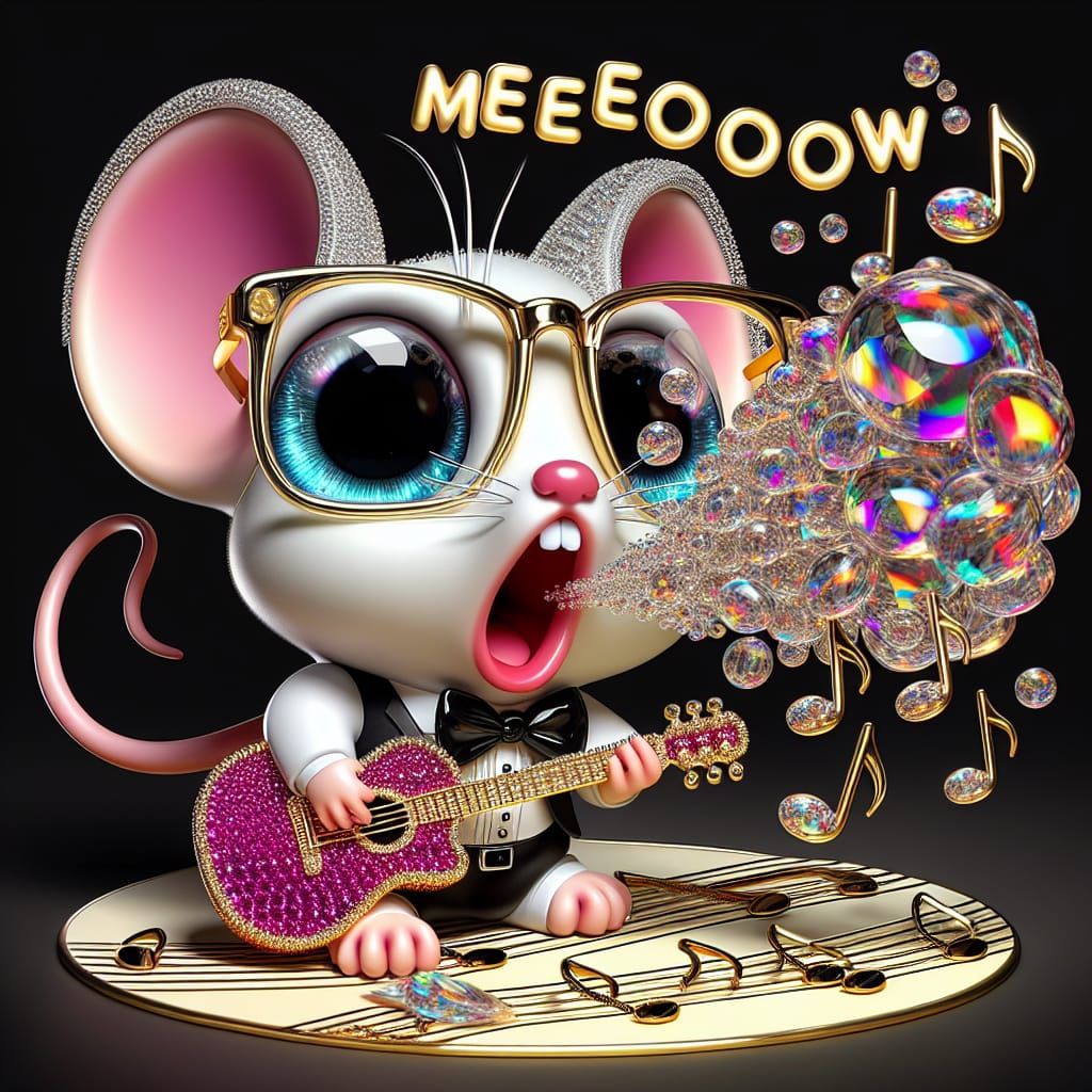 Chibi Mouse Burping Musical Notes