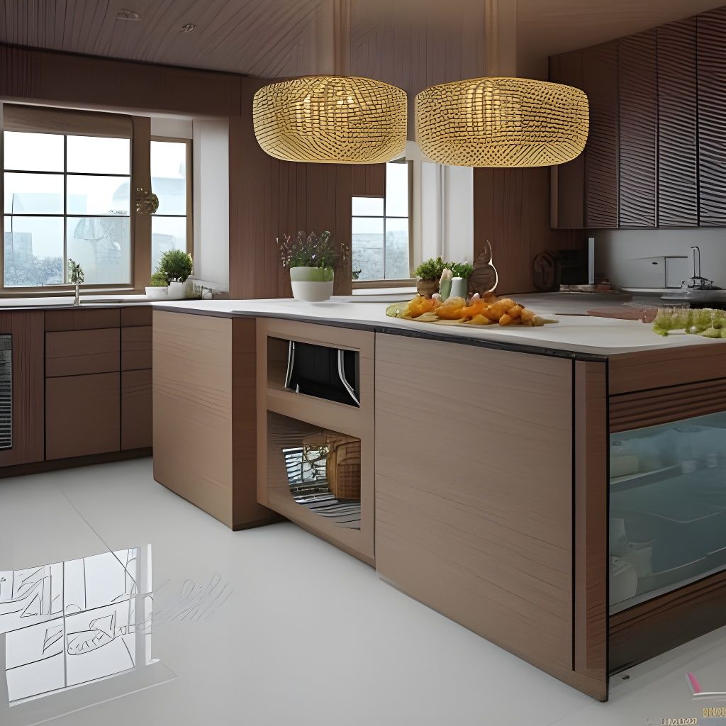 Modern Kitchen Interior with Fruit Basket