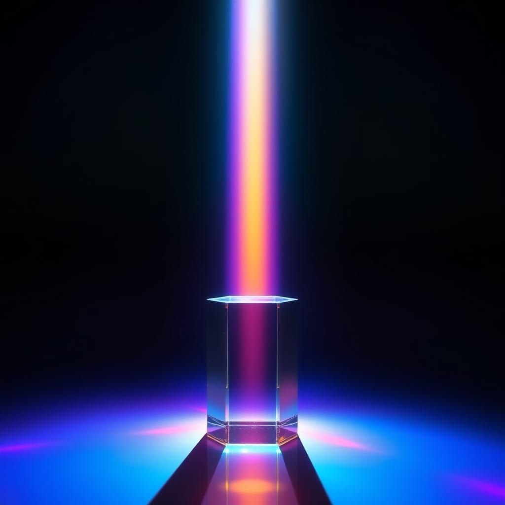 Refracted Light Through Crystal Prism in Abstract Style